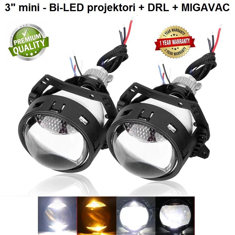 DRL + MIGAVAC - H7 BI LED - PROJEKTORI MINI 3" (LED CHIP UGRADJEN) Beograd Zemun